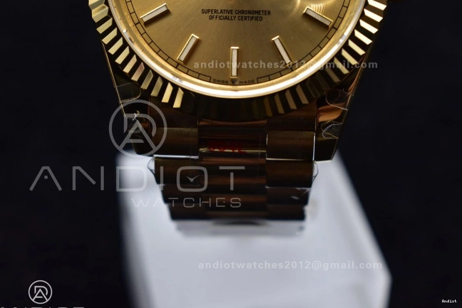 President Weight 904L V Stick YG Steel 731 YG 40 ZipUp Markers DayDate JDF on Gain Bracelet Dial A2836 0711